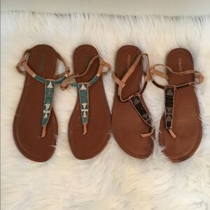 MAURICES SET OF 2 size 10M teal/white/brown & brown/black/silver beaded …